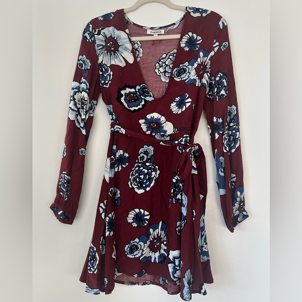 Glamorous Maroon Floral‎ Dress